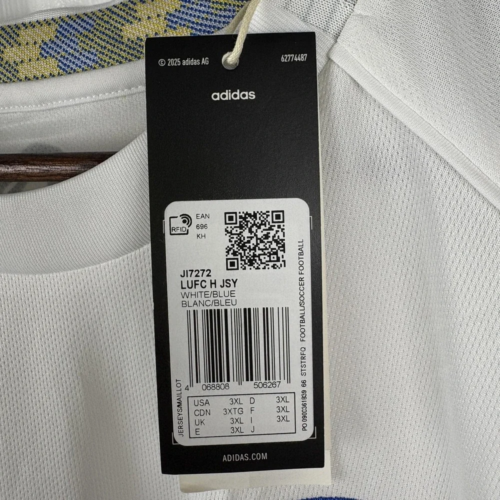 Adidas Leeds United Jersey Mens 3XL Slim 2025/26 Home Soccer Football JI7272 NEW